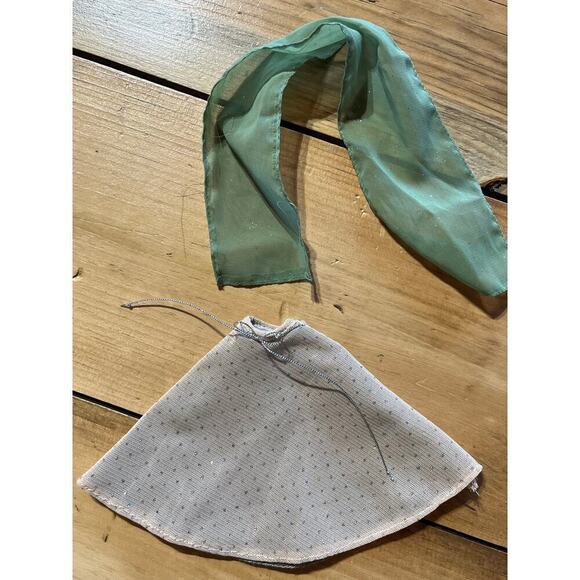 Vintage Barbie Tulle sparkle lined Skirt with matching neck scarf. Tan/Green - Picture 1 of 6